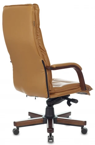Кресло руководителя Бюрократ T-9927WALNUT горчичный кожа крестовина металл/дерево