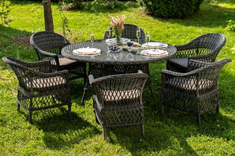 "Эспрессо–150 S" обеденная группа плетеная, цвет графит 4SIS арт.УТ-00007676