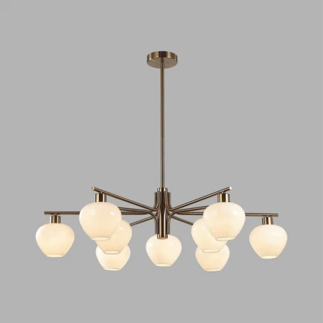 Потолочная люстра на штанге Lumion Carmela 8278/9 латунь/белый, металл/стекло Е14 9*40W 220V