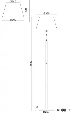 Торшер Freya Rosemary FR5190FL-01BS1 (220V, выключатель)