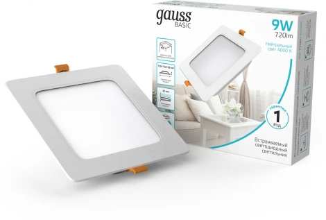 Светильник встраиваемый Gauss Downlight 9031420209 9W 720lm 4000K IP20 белый LED (220V)