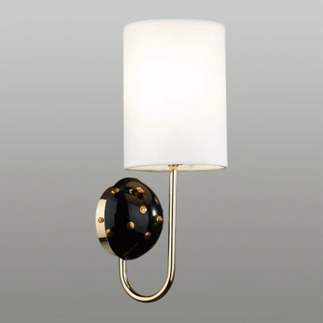 Бра Odeon Light Pollen 5424/1W золотой/черный/белый/металл/керамика/ткань E14 1*40W (220V, круглые)