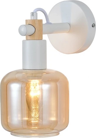 Бра Escada Skald 1109/1A White 1x40 E14, металл/стекло/дерево, белый/янтарный (220V, круглые)