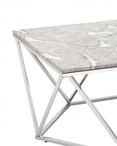 Журнальный столик Stool Group Авалон 122*66 серый мрамор сталь серебро УТ000036331