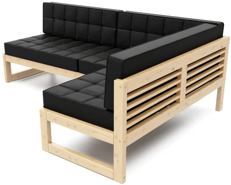 Диван Arsko угловой Сега У сосна велюр черный