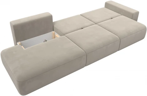 Диван прямой Лига-036 НПБ Модерн Лонг подлокотник справа (Бежевый/Микровельвет) Лига Диванов арт.121347