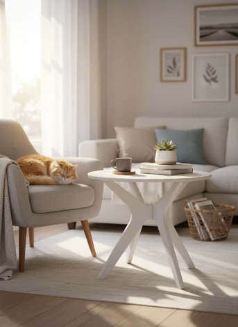 Стол журнальный Сабин 1 белый/белый Mebelik 009750