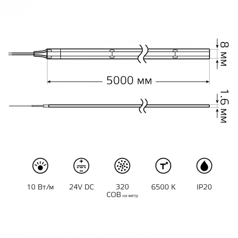 Светодиодная лента 24В 5м Gauss 23638052010