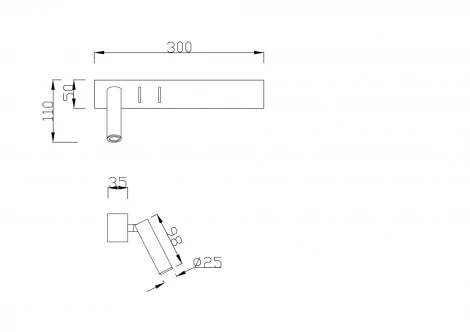 Настенный светильник (бра для чтения) Comodo 3000К 8Вт IP 20 LED Maytoni Technical C031WL-L8B3K (220V, выключатель)