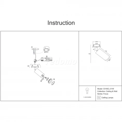 Встраиваемый светильник Focus GU10 1x50Вт Maytoni Technical C018CL-01W (220V)