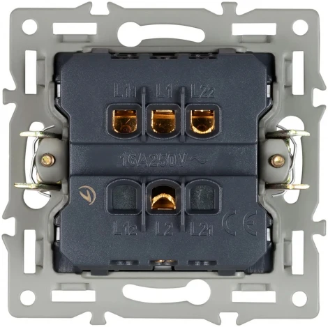 Механизм выключателя двухклавишный непроходной SWT-MK02-PL-GR (250V, 16A) (Arlight) 043726