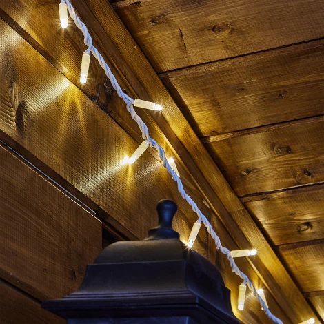 Гирлянда светодиодная 5м без вилки с эффектом мерцания, соединяемая, 50 светодиодов 2700K IP67 провод белый Uniel ULD-F90PRO S5M-050/TWK WW