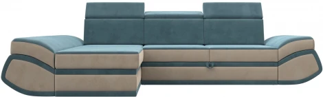 Диван угловой Лига-032 левый угол (Бирюзовый,Бежевый/Велюр) Лига Диванов арт.121644L