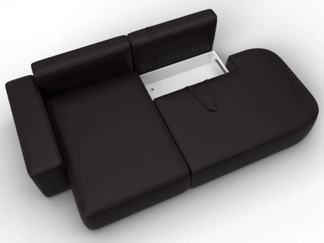 Диван угловой Лига-065 угол левый (ДСП/Пластик/Экокожа/Коричневый) Лига Диванов 129803L