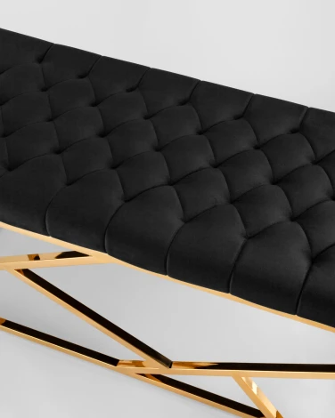 Банкетка-скамейка Stool Group АРТ ДЕКО велюр черный сталь золото УТ000001882