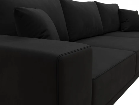 Диван угловой Льюес правый (Черный/Микровельвет) Лига Диванов арт.122407