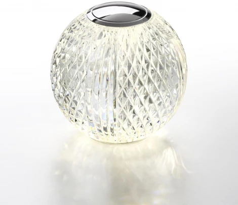 Настольная лампа Odeon Light Crystal 5007/2TL хром/металл/акрил LED 2W 4000K 200лм (регулировка яркости, 220V, диммер, сенсорный выключатель, шар)