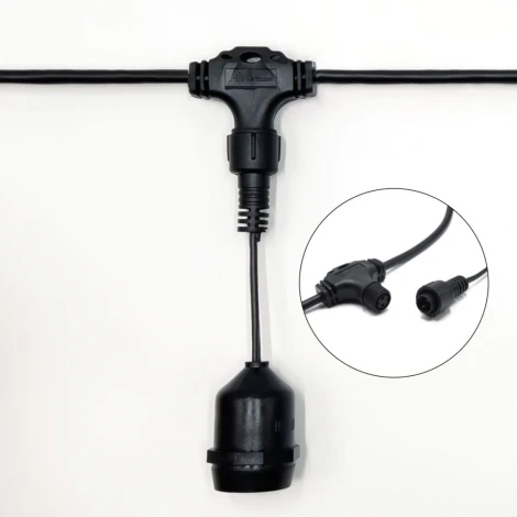 Белт-Лайт UNIBELT 10м, Провод Черный Каучук, Шаг 100 см, 10 Подвесных Патронов, IP65