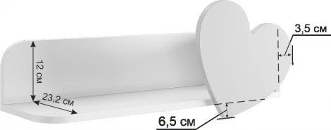 Полка навесная Сердечко Mebelson (ЛДСП,МДФ/Светлое дерево,Розовый) арт.PS-01.3095