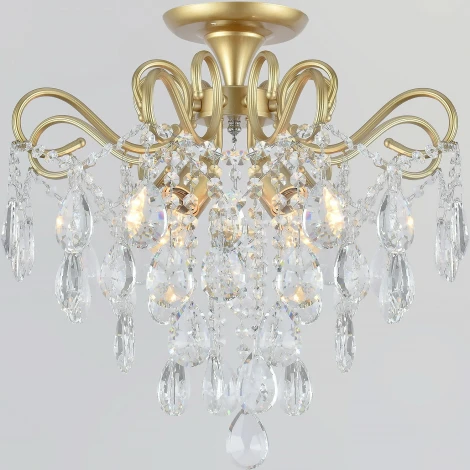 Потолочная люстра хрустальная на штанге Reluce 04066-0.3-04 MATT GOLD+CR (220V)