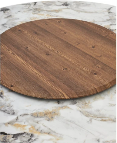 Стол КОЛИЗЕЙ D140 ARCTIC OCEAN, Белый мрамор, керамика / Черный каркас М-City