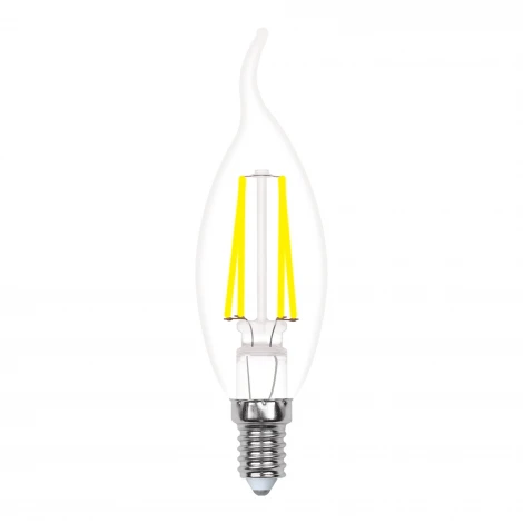 Лампочка светодиодная свеча на ветру прозрачная E14 5W 3000K Uniel LED-CW35-5W/WW/E14/CL/MB GLM10TR