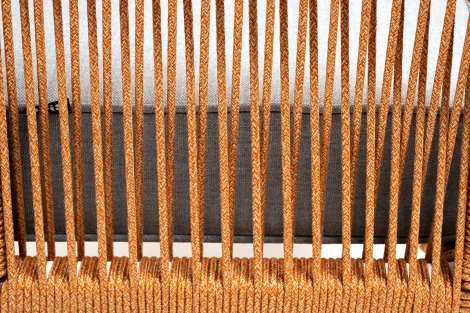 "Канны" кресло плетеное из роупа, каркас алюминий светло-серый (RAL7035) муар, роуп светло-серый круглый, ткань светло-серая 4SIS арт.УТ-00009478