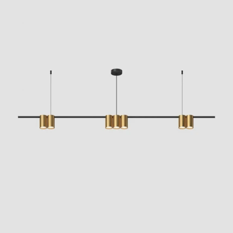 Подвесной светильник Denkirs Orbit DK4063-BK+SG 7xGU10 LED до 15 Вт, черный + сатинированное золото (220V, на тросе)