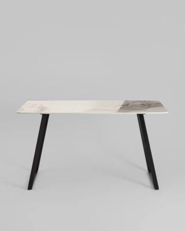 Стол обеденный Stool Group Vermont 140*80 см керамика светлая ножки черные арт.УТ000040513