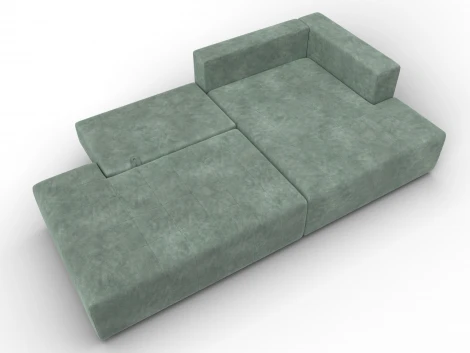 Диван угловой Лига-103 НПБ угол правый (ДСП,Брус,Фанера,Велюр/Зеленый) Лига Диванов 134825