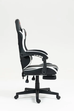 Кресло спортивное TopChairs Prophet с оттоманкой черно-белый арт.УТ000039480