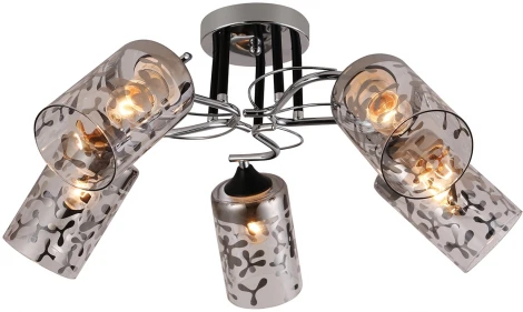 Люстра потолочная на штанге Alfie 1141/5P E27*60W Chrome/Black