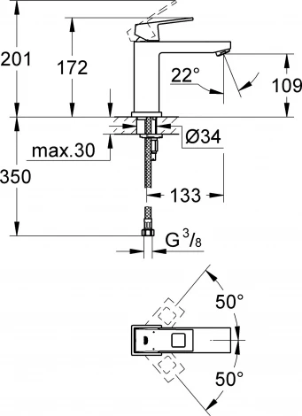 Смеситель Grohe Eurocube 23446000 для раковины