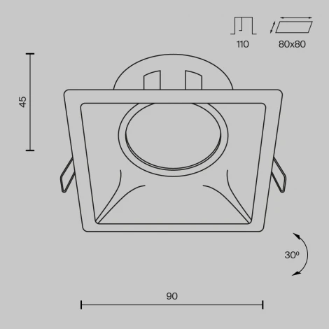 Встраиваемый светильник Dot GU10 1x50Вт Maytoni Technical DL029-2-01W (220V)