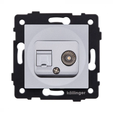 Розетка двойная TV (мама) + RJ45 серый Kollinger REA-021GY для Aspekt, Eleganz, Reflex