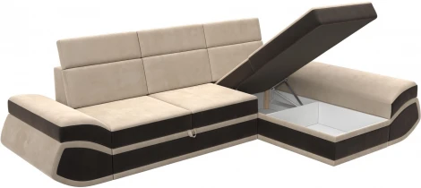 Диван угловой Лига-032 правый угол (Бежевый,Коричневый/Велюр) Лига Диванов арт.121643