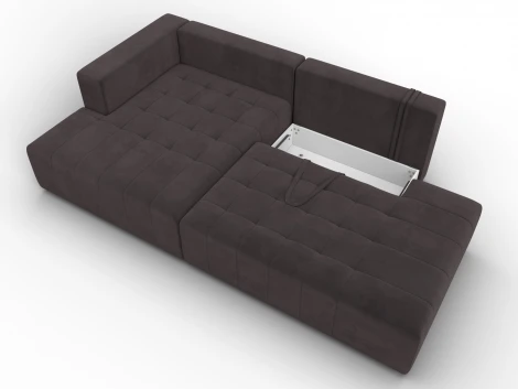 Диван угловой Лига-103 НПБ угол левый (ДСП,Брус,Фанера,Велюр/Коричневый) Лига Диванов 134818L