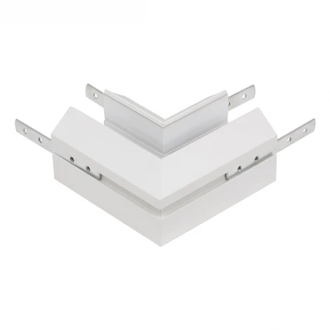 Угловой соединитель горизонтальный для шинопровода с закладным профилем белый для натяжного потолка ПВХ 48V AM Group MAGNET AM538 WH