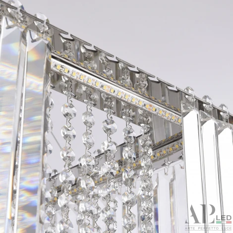 Подвесная люстра светодиодная APL LED Sicilia SH10.86.C.Ni.4000 (220V, хрусталь, на тросе)