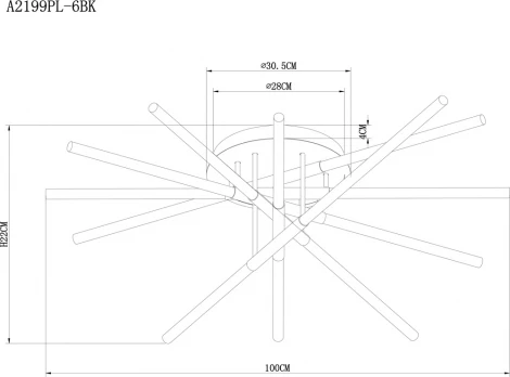 Потолочная люстра Arte Lamp Fernando A2199PL-6BK (LED, 220V, пульт управления, круглые)