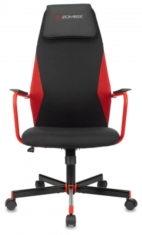 Кресло игровое Zombie ONE черный/красный сиденье черный с подголов. крестов. металл RED