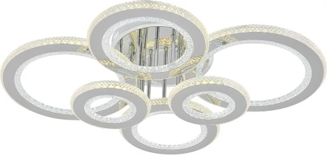 Потолочная люстра светодиодная с таймером Escada Venus 10297/6LED BL 140Вт, с ПДУ, металл/акрил, хром/прозрачный (220V, кольцо)