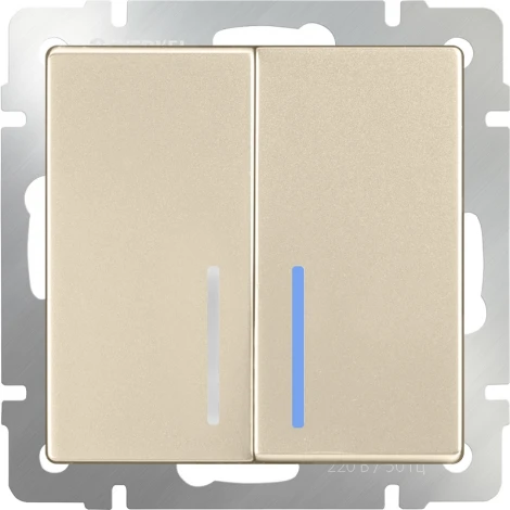 Выключатель двухклавишный с подсветкой (шампань) Werkel W1120111 (a050859)