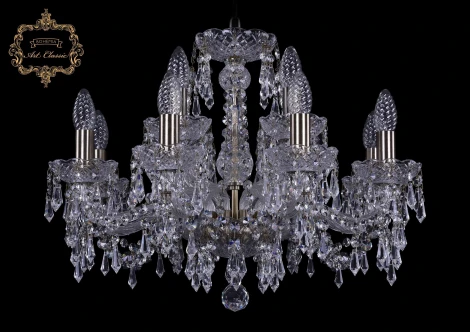 Подвесная люстра Art Classic 11.23 11.23.8+4.200.Br.Dr (220V, хрусталь, на цепи, подсвечник, свеча)