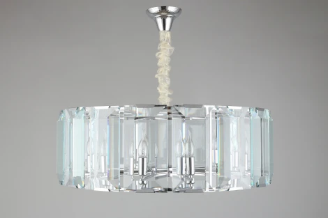 Подвесная люстра Omnilux Noventa OML-81513-10 (220V, хрусталь, на цепи, свеча, круглые)
