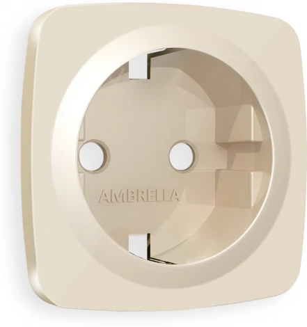 Лицевая панель Ambrella Volt OMEGA (Бежевый глянец) для электрической розетки с заземлением QUANT OP3060