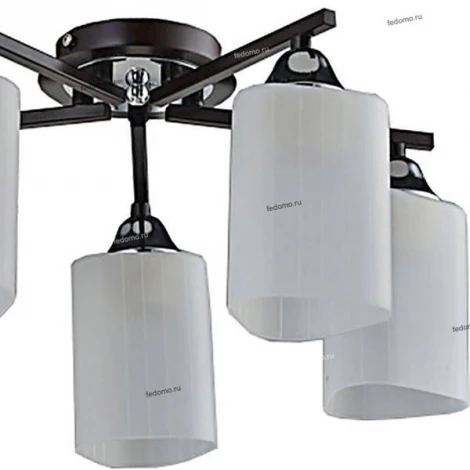 Люстра потолочная Toscom Filla, 5 плафонов, венге с хромом и белым