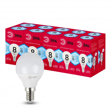 Лампочка светодиодная E14 8W ЭРА LED P45-8W-840-E14 R