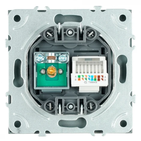 ТВ-розетка и Ethernet RJ-45 (антрацит, soft touch) Stekker Эмили 49924