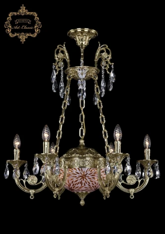 Подвесная люстра с хрустальными подвесками Art Classic 31.44 31.44.6.KR175SP.250IT.G.Sp.Amber.White.1A